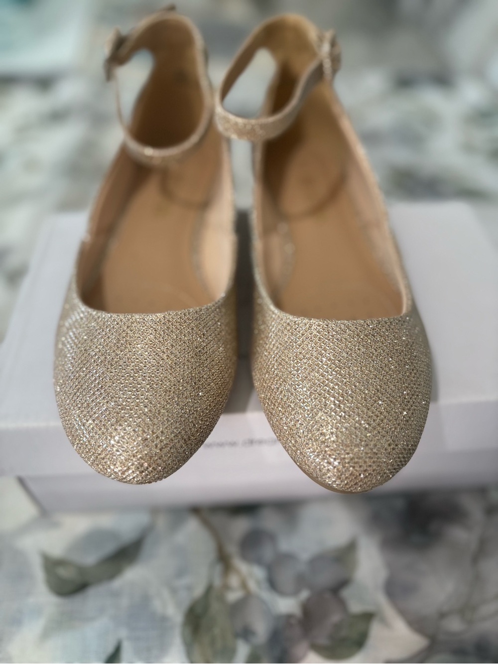 Shimmering Ankle-Strap Flats